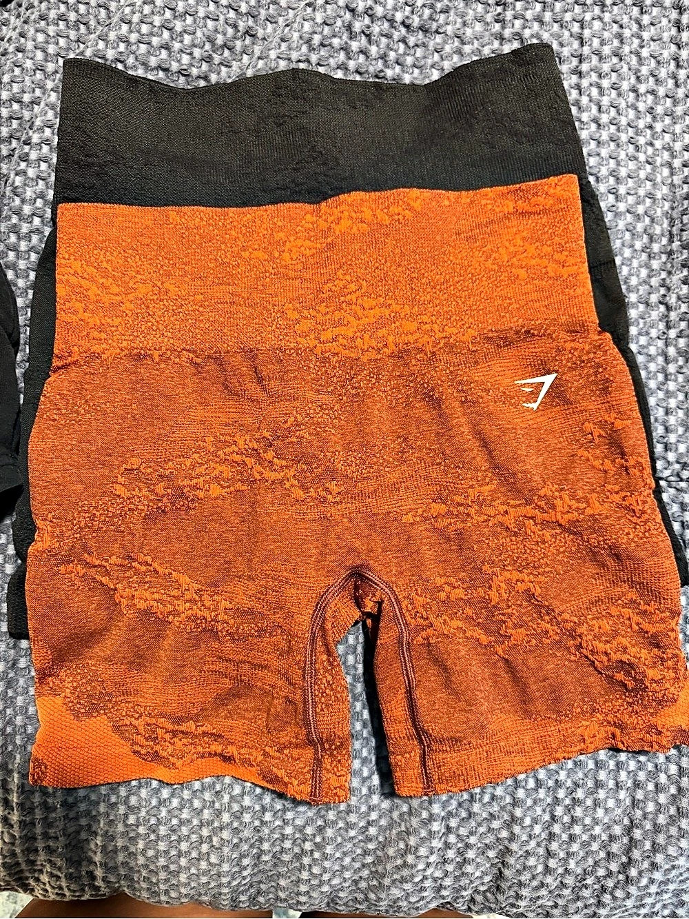 2 pairs of Gymshark Adapt Camo Seamless Shorts Orange & Black